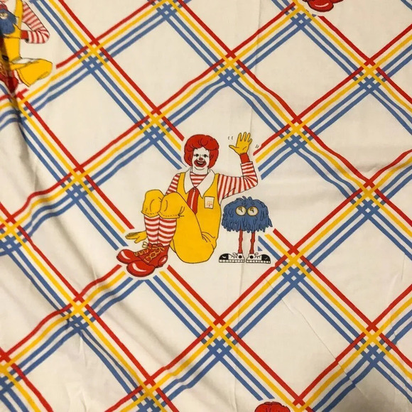 Vintage 1978 McDonalds Flat and Fitted Twin Bed Sheet Ronald McDonald - Picture 3 of 16